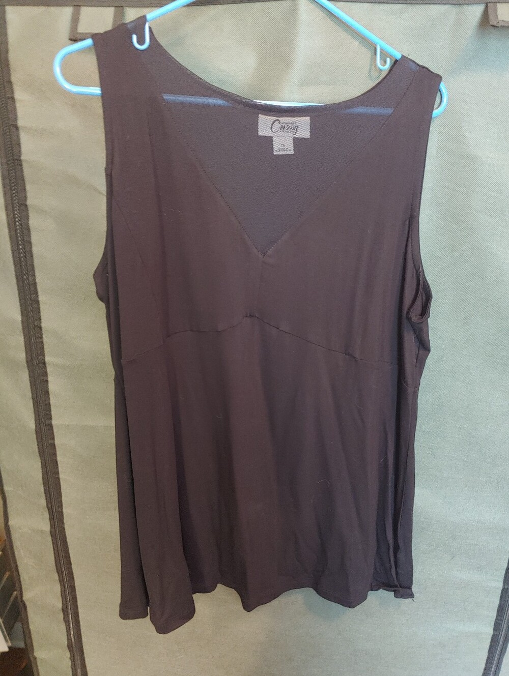 Catherines Black V-Neck, Mesh Inset, Sleeveless Top